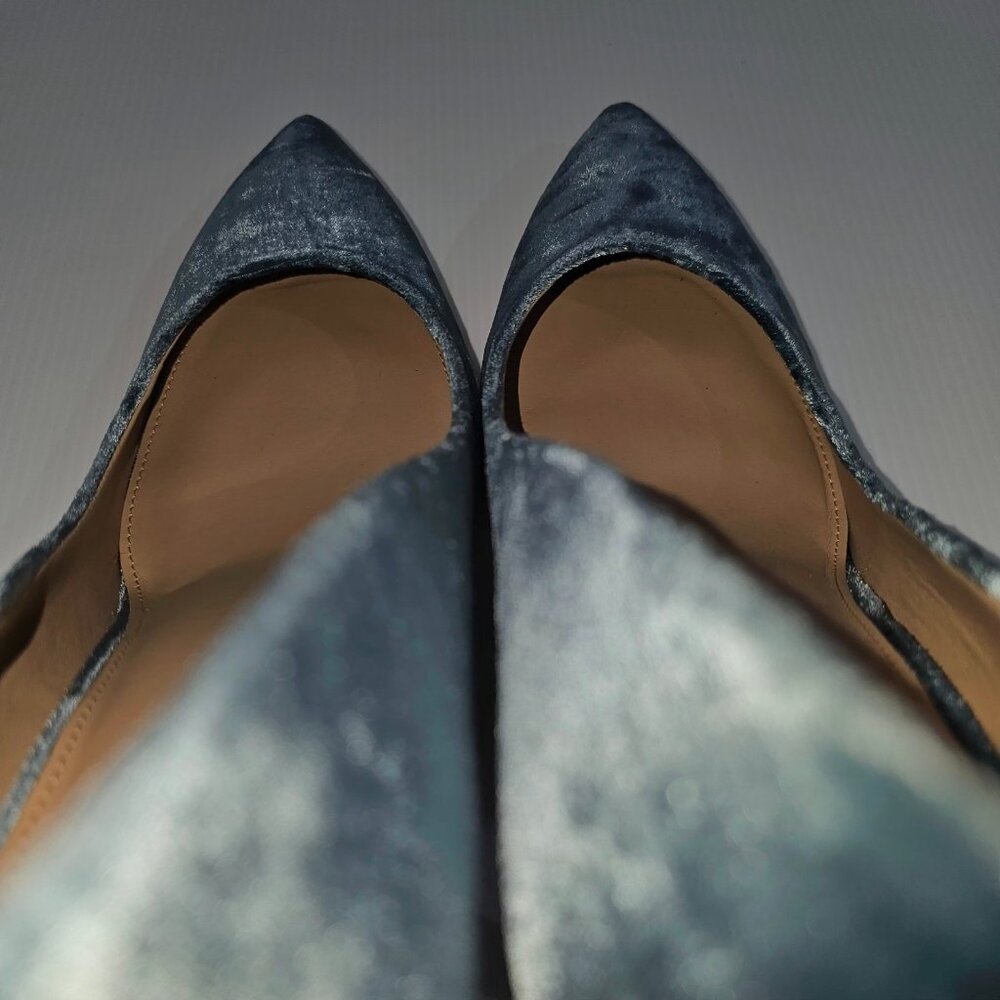 Sam Edelman Hazel Heel Pump Pointed Toe Stiletto Teal Velvet Size 8 NEW - Picture 11 of 14